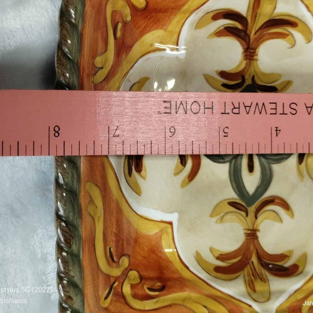 Artimino Siena Tuscan Square Plates Set of 2 Italy‎ Hand Painted Rope Rim